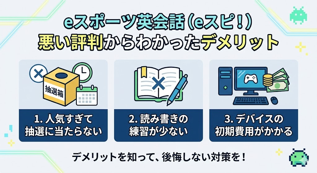 eスポーツ英会話（eスピ！）の悪い評判からわかったデメリット