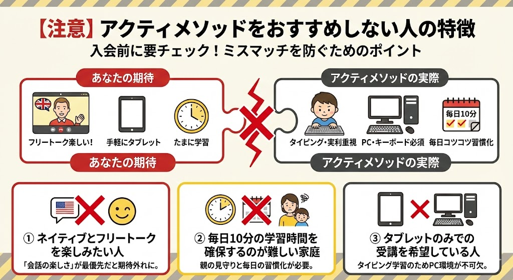 アクティメソッドをおすすめしない人の特徴