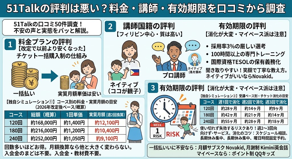 51Talkの評判は悪い？料金・講師・有効期限を口コミから調査