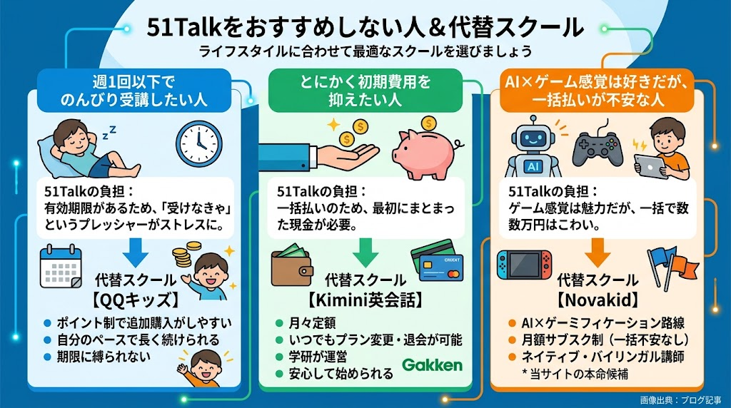 51Talkをおすすめしない人と、代替スクール