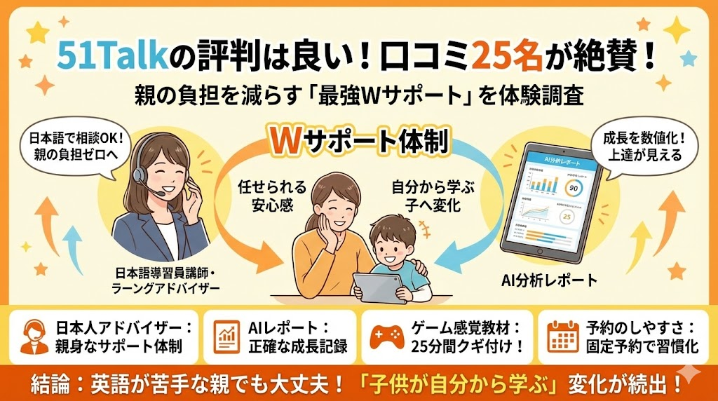 51talkの評判と口コミは25名が絶賛