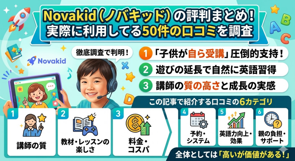 Novakid（ノバキッド）の評判まとめ！実際に利用してる50件の口コミを調査