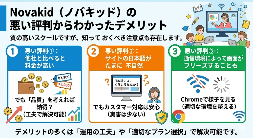 Novakid（ノバキッド）の悪い評判からわかったデメリット