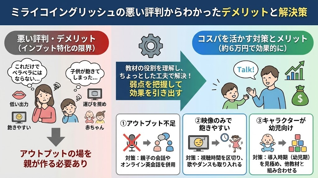 ミライコイングリッシュの悪い評判からわかったデメリット