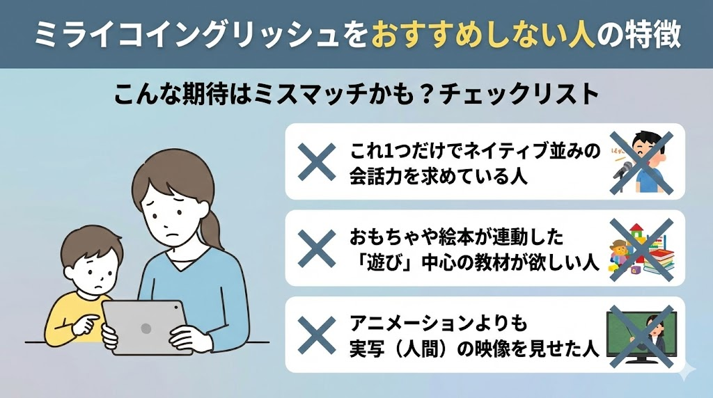 ミライコイングリッシュをおすすめしない人の特徴