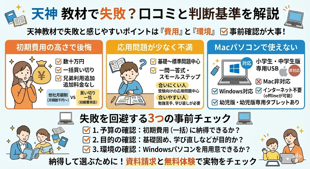 天神 教材で失敗？口コミと判断基準を解説