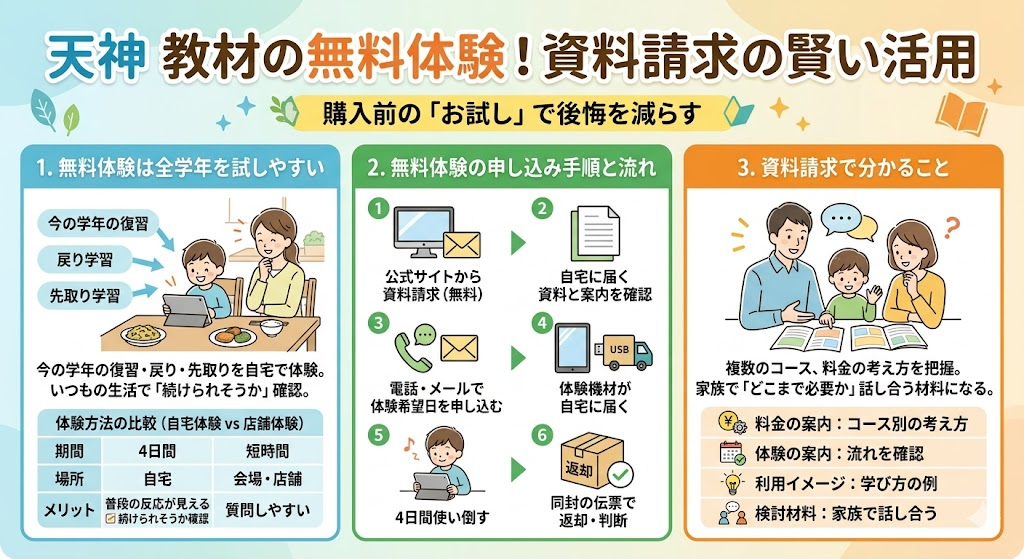 天神 教材の無料体験！資料請求の賢い活用