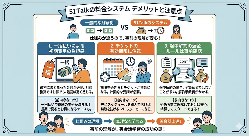 51Talkの料金に関するデメリットと注意点