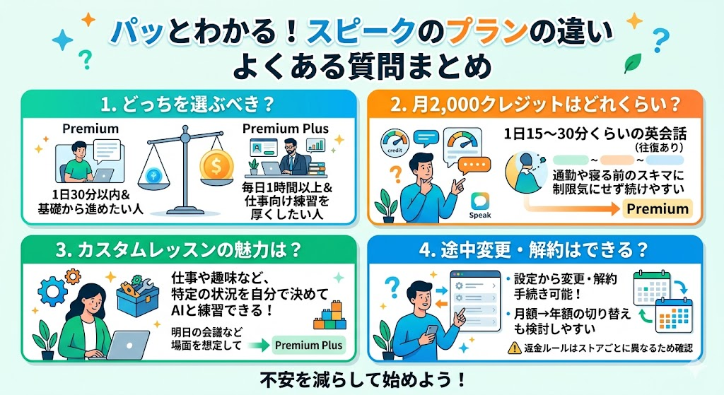 スピークのプランの違いに関するよくある質問