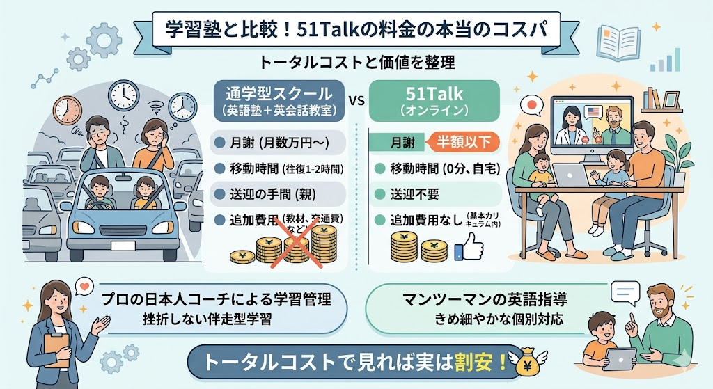 学習塾と比較！51Talkの料金の本当のコスパ