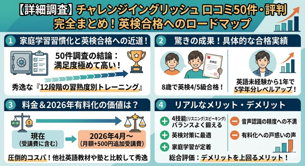チャレンジイングリッシュの評判まとめ!実際に利用している50件の口コミを調査した結果