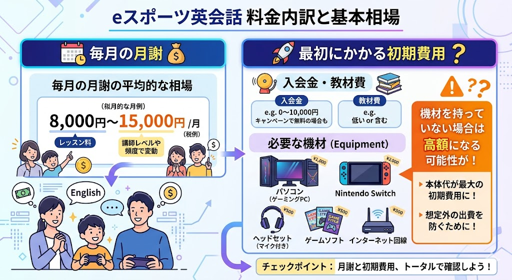 eスポーツ英会話の料金内訳と基本相場