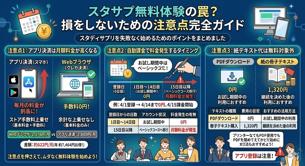 アプリは損？スタサプ無料の注意点