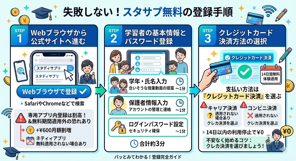 失敗しない！スタサプ無料の登録手順