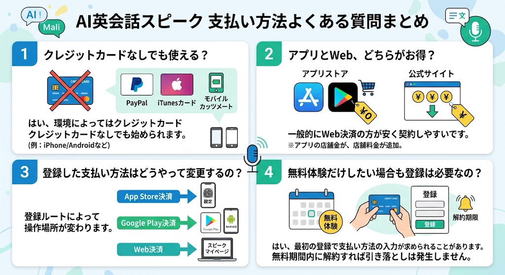 AI英会話スピークの支払い方法よくある質問まとめ