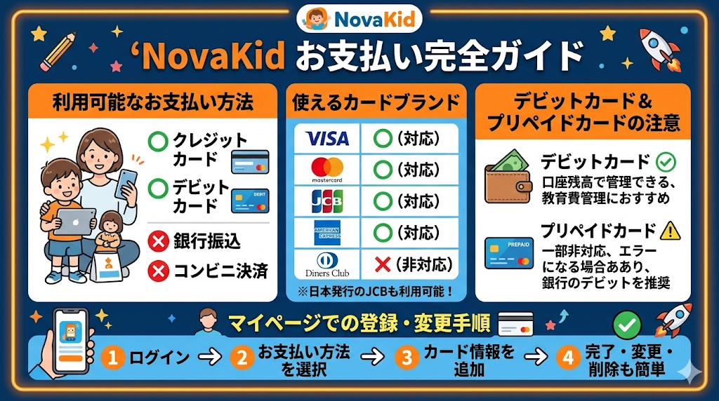 NovaKid 支払い方法一覧と基本設定