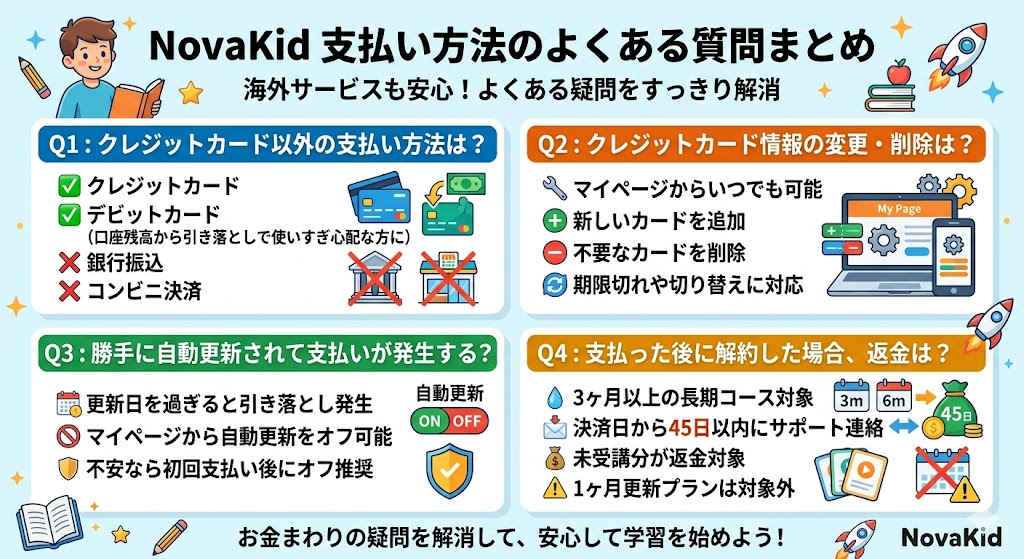 NovaKid 支払い方法のよくある質問まとめ