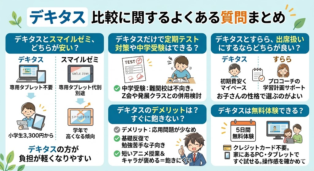 デキタス 比較に関するよくある質問まとめ