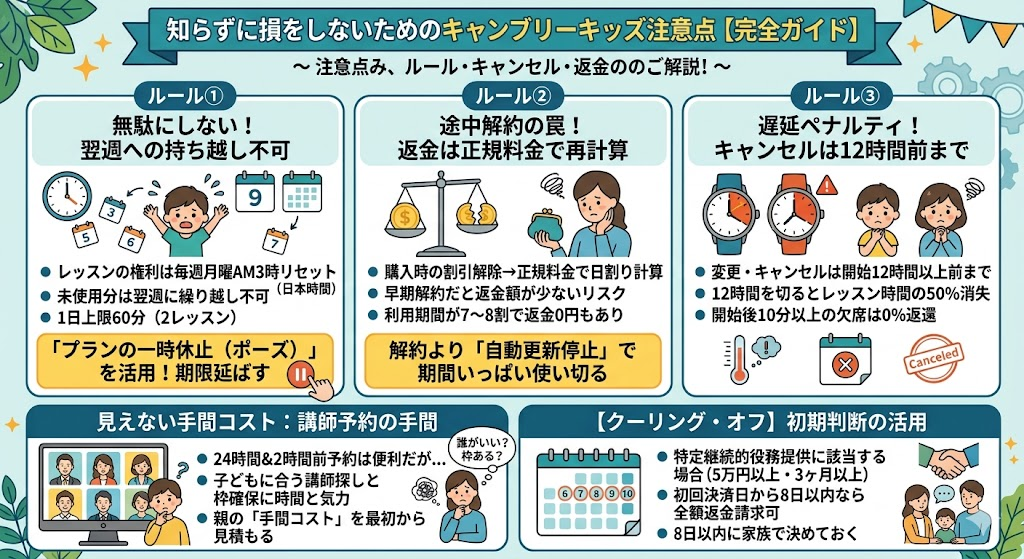 知らずに損をしないための注意点（ルール・解約・返金）