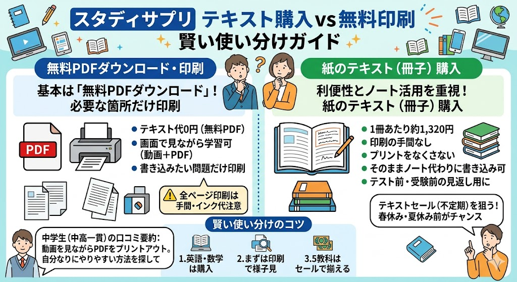 スタディサプリのテキストは買うべき？印刷と購入の賢い使い分け