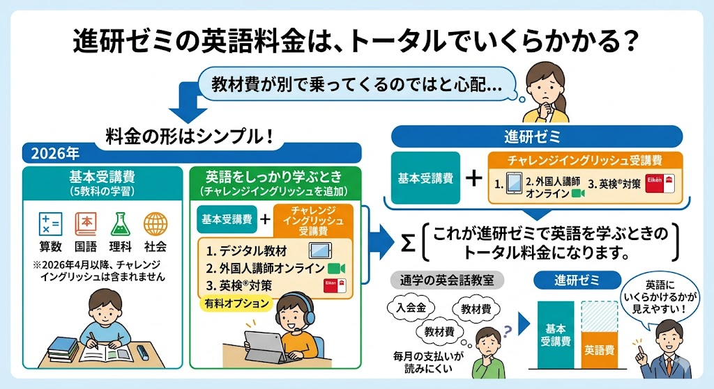 進研ゼミの英語料金は、トータルでいくらかかる？