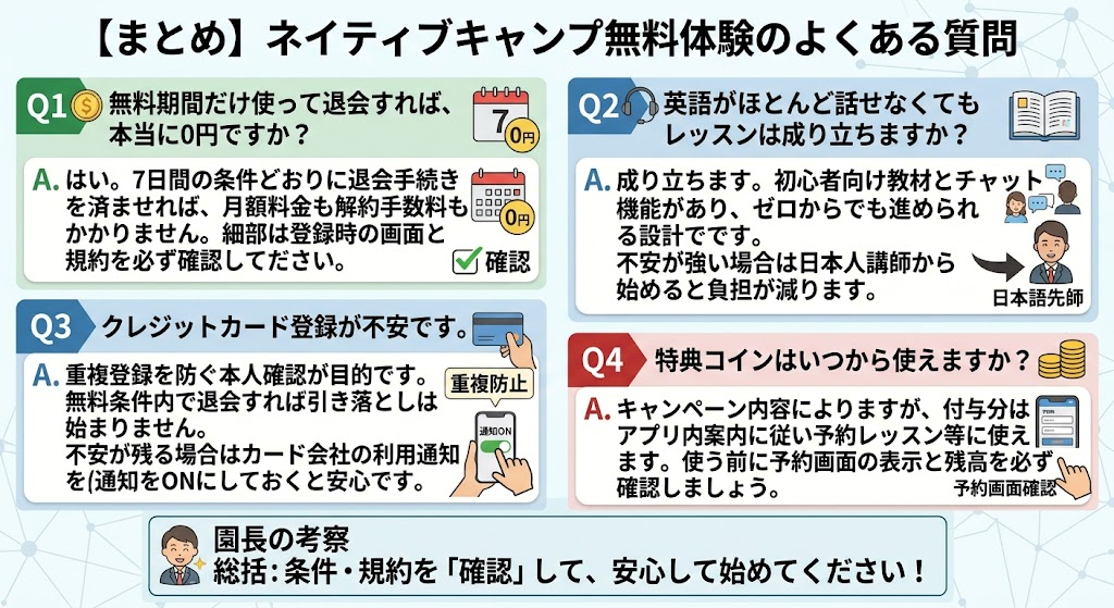 ネイティブキャンプ無料体験のよくある質問