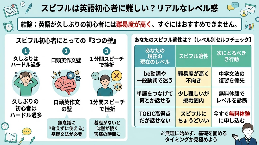 スピフルは英語初心者に難しい?リアルなレベル感
