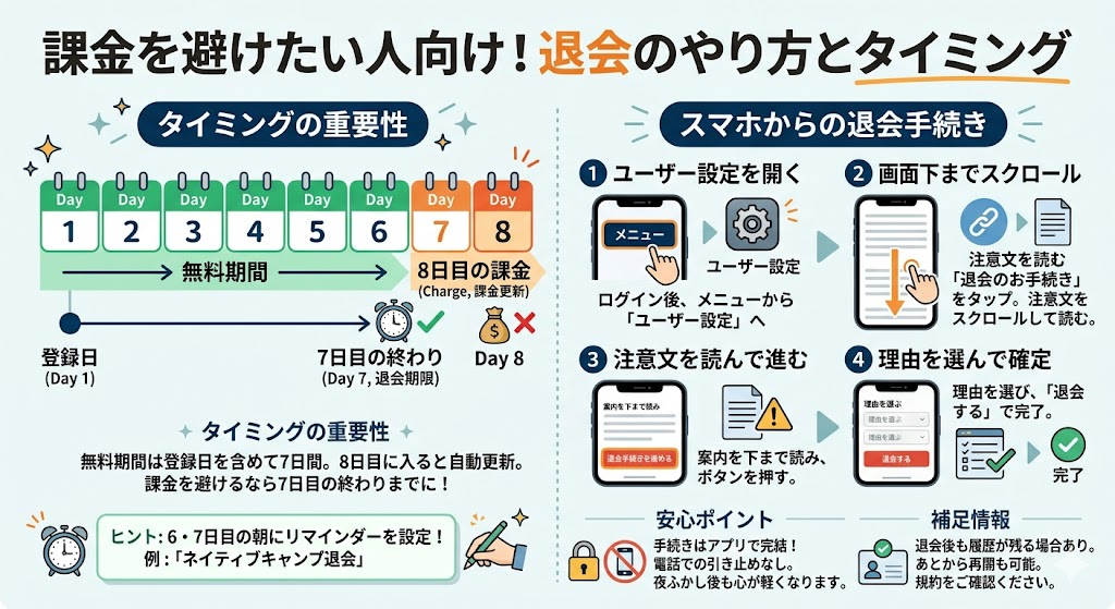 課金を避けたい人向け！退会のやり方とタイミング