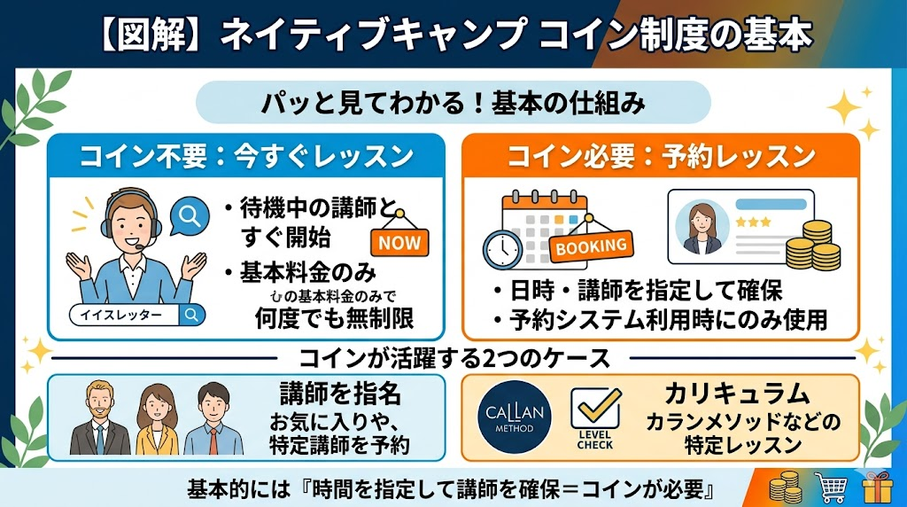 ネイティブキャンプの「コイン制度」とは?基本の仕組みと役割