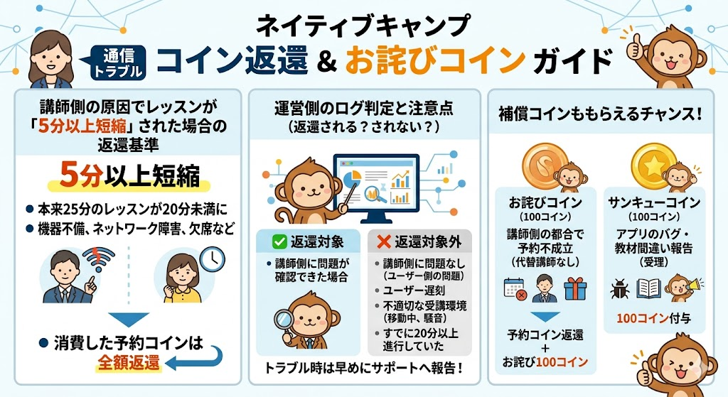 通信トラブル時はどうなる?コイン返還とお詫びコイン
