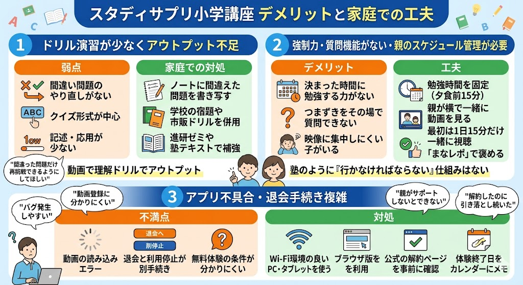 スタディサプリ小学講座の悪い評判からわかったデメリット