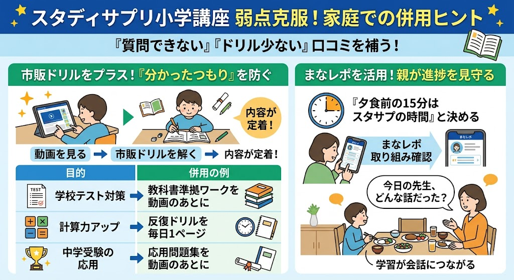 スタディサプリ小学講座の弱点を補う！家庭での併用のヒント