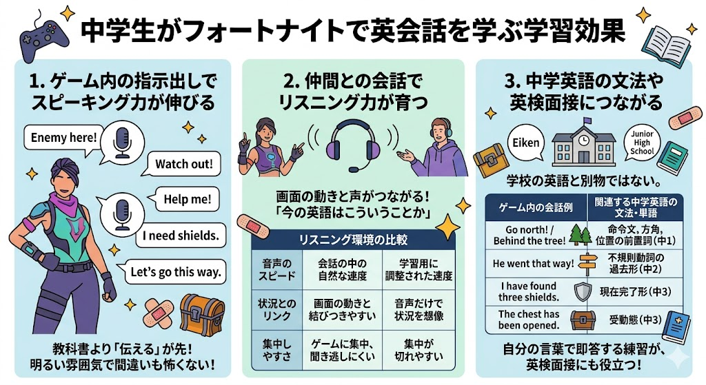 中学生がフォートナイトで英会話を学ぶ学習効果